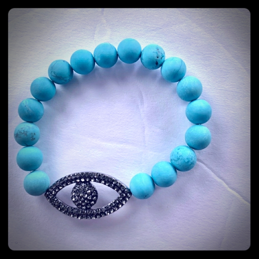 Marlyn Schiff pave evil eye stretch bracelet